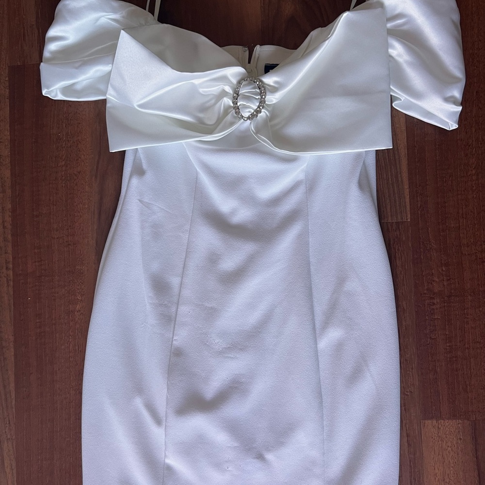 Macys B. Darlin Elegant White Off-Shoulder Dress